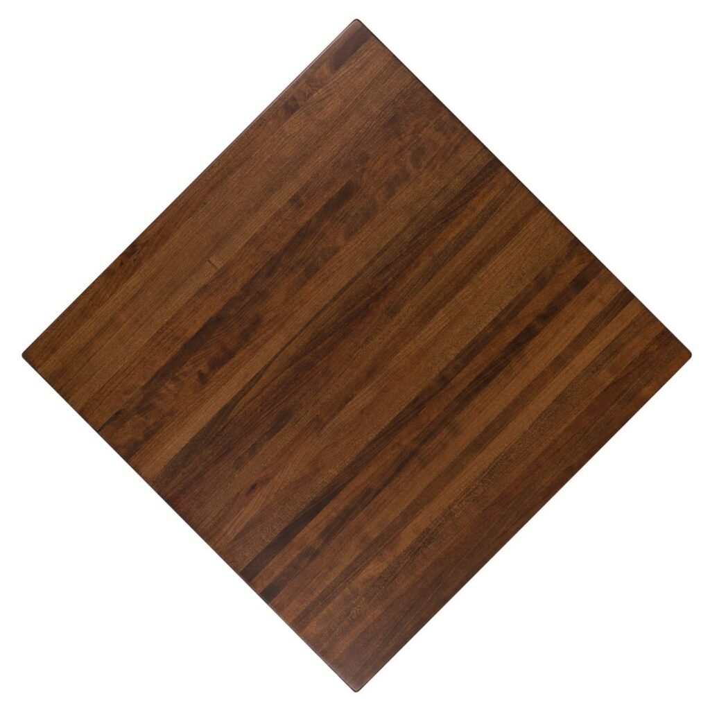 butcher block cherry restaurant tabletop.