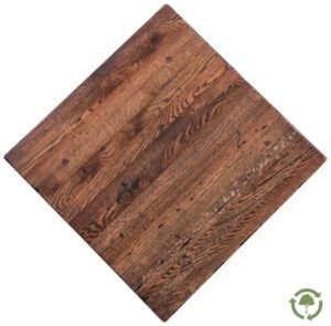 distressed oak restaurant tabletop.