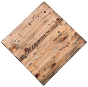 distressed pine restaurant tabletop.