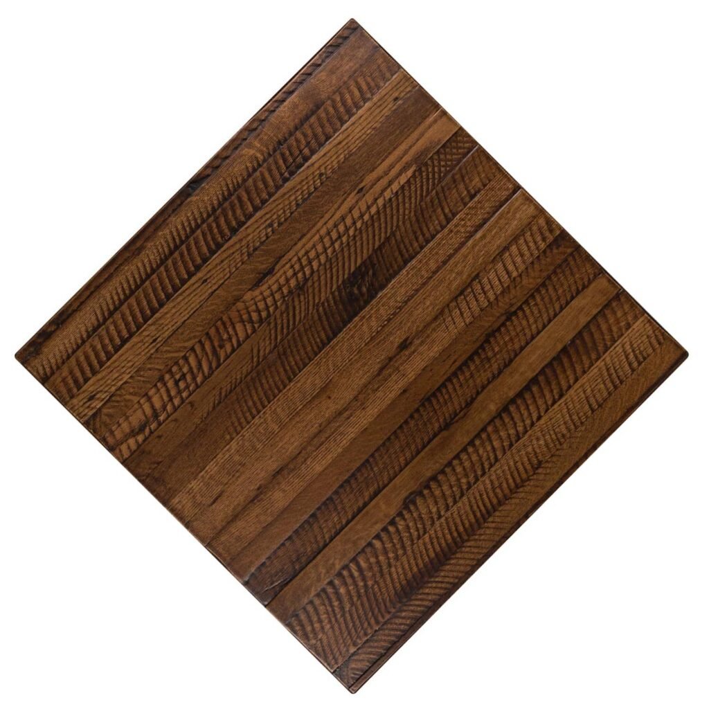 rustic patina oak restaurant tabletop.