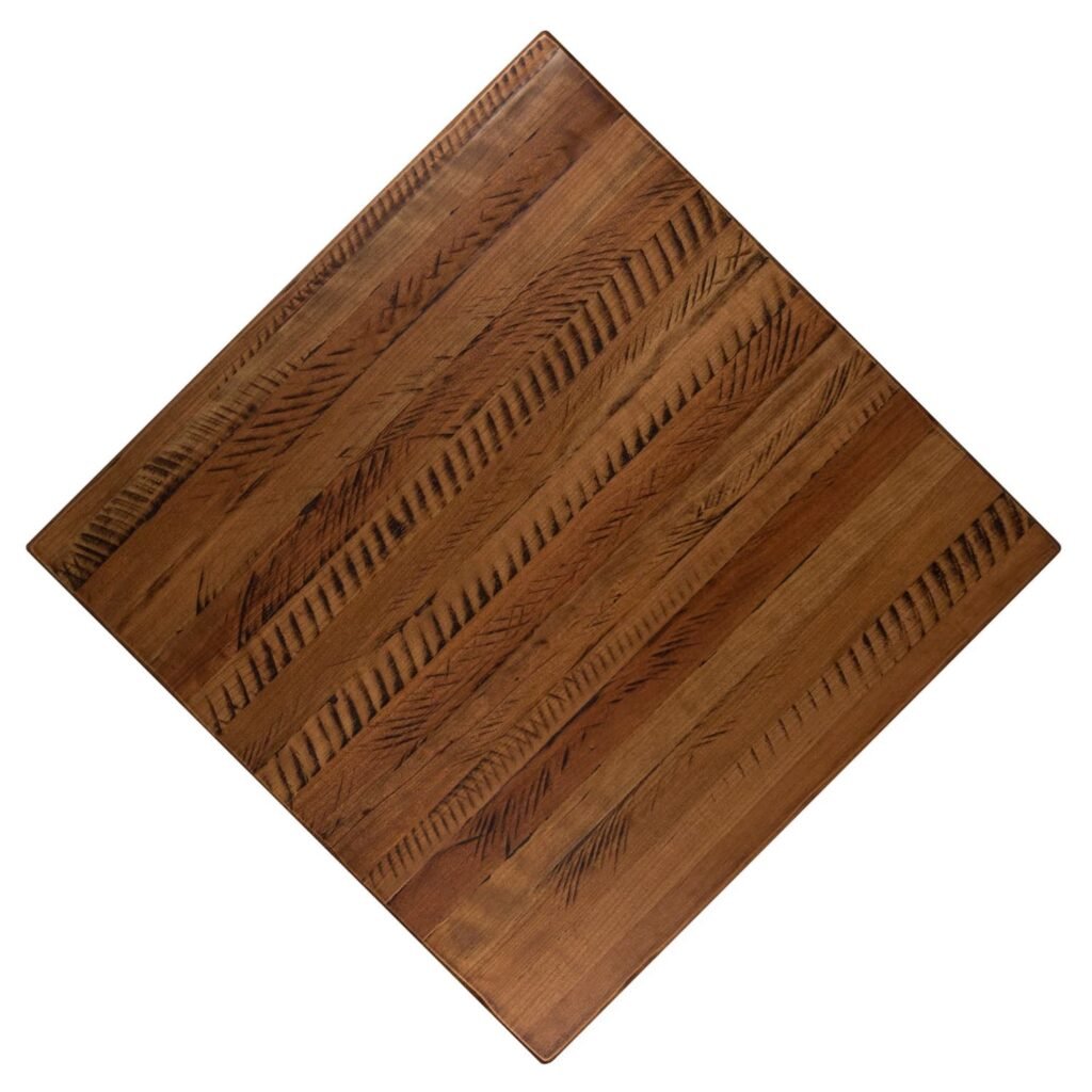 rustic patina cherry restaurant tabletop.