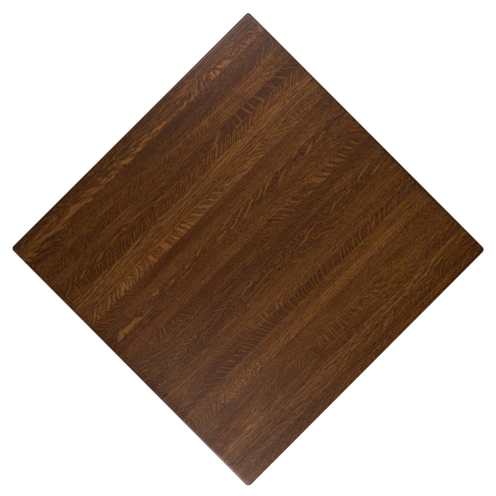 butcher block oak restaurant tabletop.