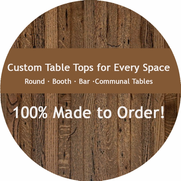 reclaimed rustic oak rount tabletop