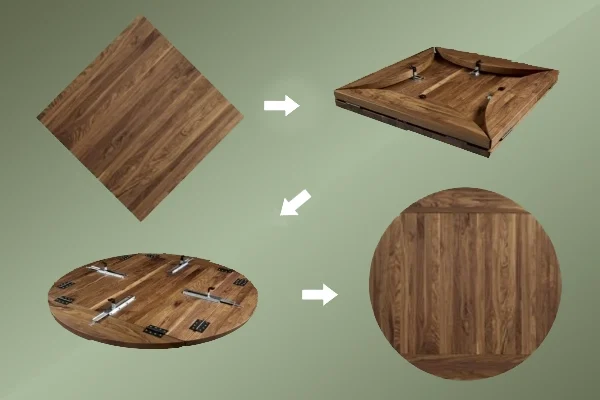 Classic drop-leaf restaurant tables in use.