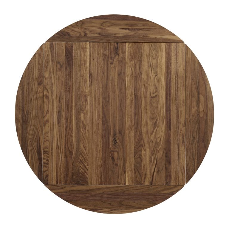 Drop-leaf square-to-round top, round view — drop-leaf restaurant tables.