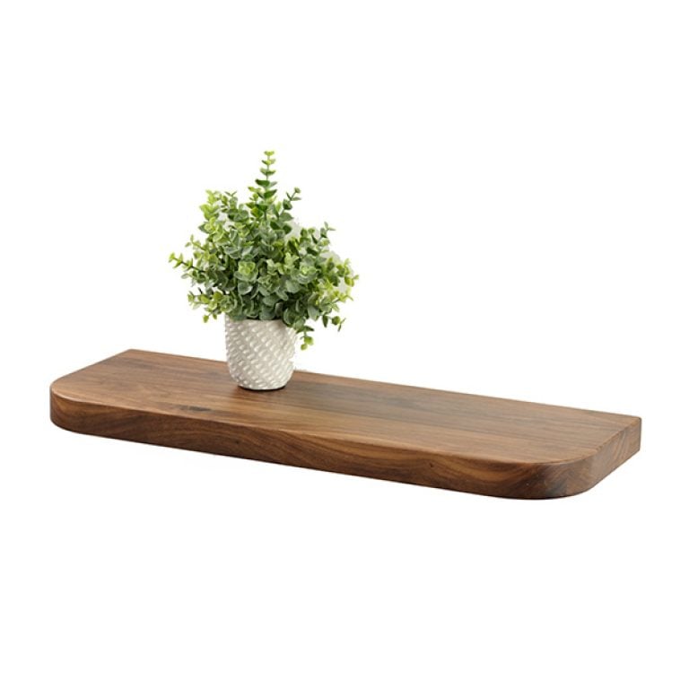 Medium walnut restaurant shelf, wooden.