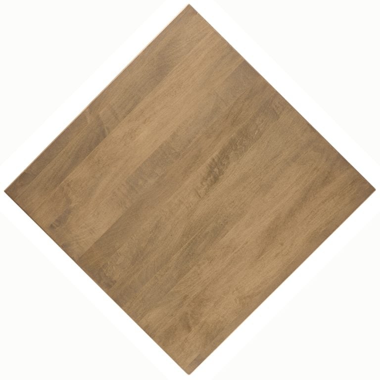 Solid maple wood stained restaurant tabletops.
