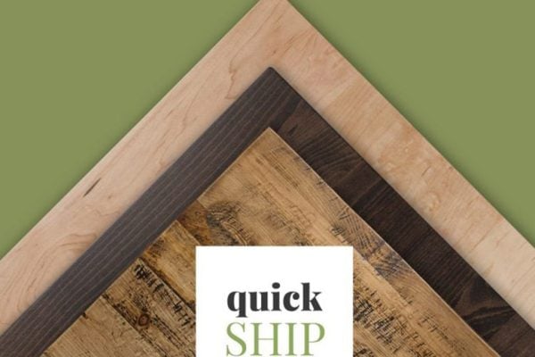 Quick-ship restaurant table options.