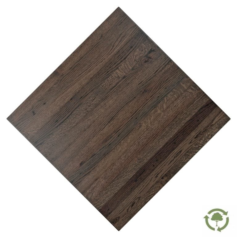 flat view of Bourbon standard plank oak restaurant tabletops (SPO-BR).