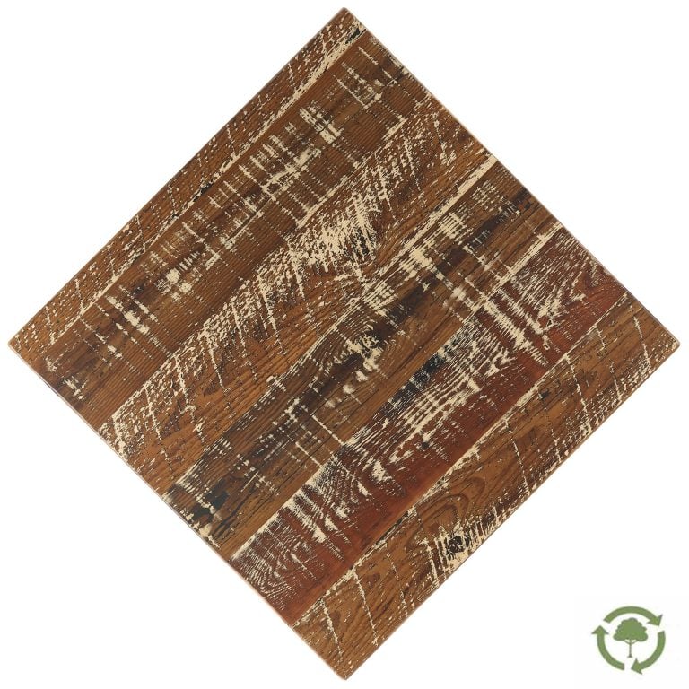 top view of rustic texture pine restaurant tabletop, White finish, image 3 (RPP_WH3).