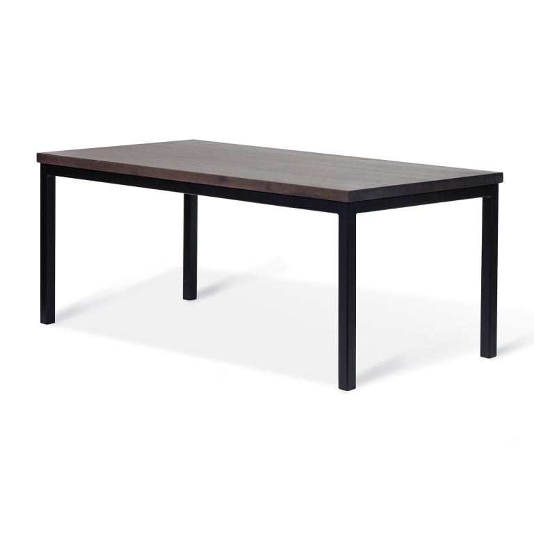 New York restaurant—large dining table with metal base, close-up of hardware.