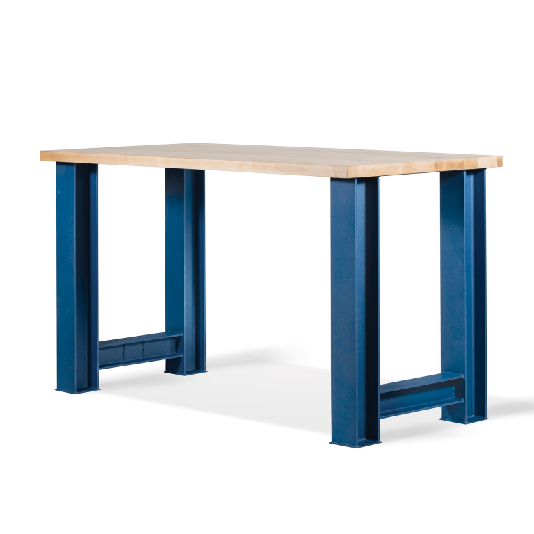 Ohio restaurant—bar-height metal base table, top-down composition.