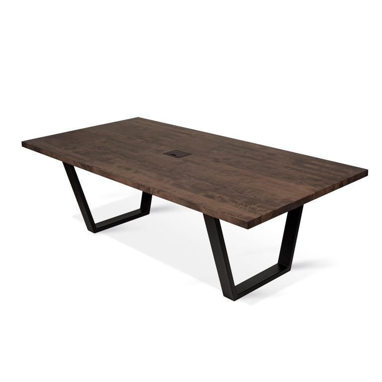 Utah restaurant—large table with metal base, SPM top, custom order.
